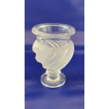 Lalique Ermenonville vase, the body of urn form with frosted, twisted and small leaf decoration,