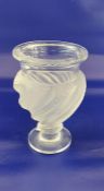 Lalique Ermenonville vase, the body of urn form with frosted, twisted and small leaf decoration,