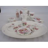 Wedgwood 'Meadow Sweet' dressing table set, matching items , a pottery dish, a Franz trinket dish, a