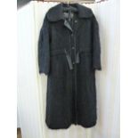John Bates black mohair coat with internal fitted tie belt to the front and a Leslie Sandra of