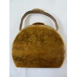 1950's metal evening bag labelled 'Meritor', fitted with two metal matching cases for make-up