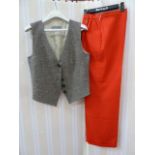Sportmax tweed lady's waistcoat, Simpsons of Piccadilly  DAKS red wool wide-legged trousers with