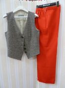 Sportmax tweed lady's waistcoat, Simpsons of Piccadilly  DAKS red wool wide-legged trousers with