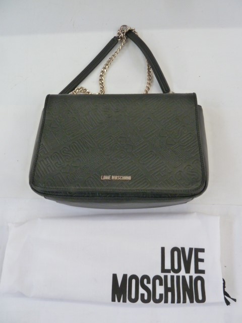 Moschino, Love Moschino black leather bag with gilt chain and leather strap handles, red lining, - Image 2 of 2