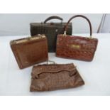 Four various vintage crocodile handbags to include a Gladstone-style bag and three others (4)
