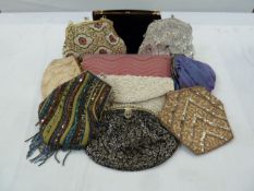 Various vintage and later evening bags to include beaded, embroidered, velvet, etc (1 box of 15 -