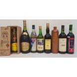 Ten bottles of assorted wines and liqueurs including three bottles of Cinzano Bianco, 1.5 litre of