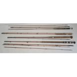 Hamlin of Cheltenham cane fishing rod in canvas case, a Farlow & Co Ltd 'Jubilee' split cane rod
