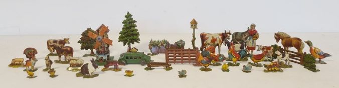 Tinplate farm to include windmill, trees, fences, farmyard animals, etc (1 box)