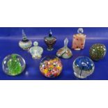 ********* WITHDRAWN ***************Five various multicoloured glass scent bottles and four glass