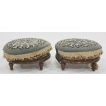 Pair of mahogany framed needlework top footstools (2)