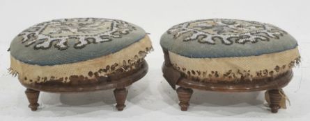 Pair of mahogany framed needlework top footstools (2)