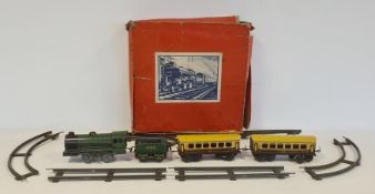 Mettoy 0 gauge locomotive 490 with two tenders and track, boxed