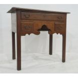 19th century oak lowboy, the rectangular top with moulded edge above one long and two short drawers,