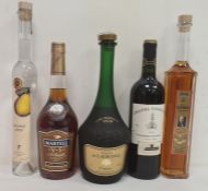 One bottle Gaston de Lagrange VSOP Cognac, one Martell VS, a Williams Christ Pear Liquer, a bottle