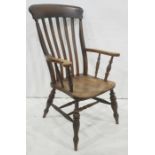 Elm seated slat back carver chair