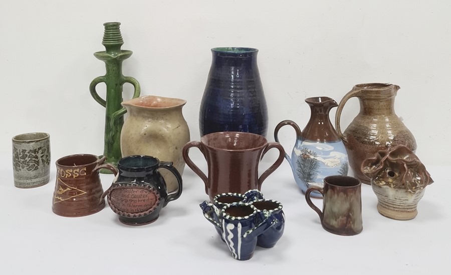 Quantity of 20th century studio pottery to include jugs, vases, mugs, etc