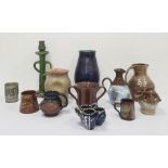 Quantity of 20th century studio pottery to include jugs, vases, mugs, etc