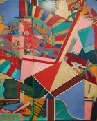 Michael Holland (1947-2002) Oil on canvas Glimpses of  still life amidst abstract shapes, unframed