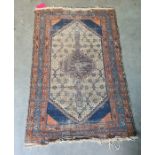 Eastern rug, the cream ground central field with allover flower decoration, on a stepped border,