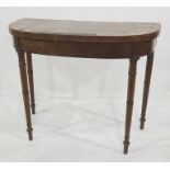 19th century mahogany and banded card table on turned supports and peg feet