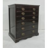 20th century mahogany chest of six long drawers, on bracket feet, 56.5cm x 66cm