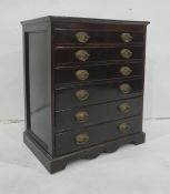 20th century mahogany chest of six long drawers, on bracket feet, 56.5cm x 66cm
