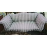 Early 20th century sofa with violet upholstery, cabriole legs