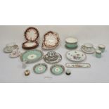 Mixed lot to include Aynsley teacup, saucer, Limoges cups and saucers, a part tea service with green