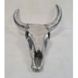 Cast aluminium wall sculpture  - bull skull with horns approx. 70cm long