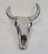 Cast aluminium wall sculpture  - bull skull with horns approx. 70cm long