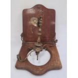 Vintage wooden lavatory seat and a brass electrolier (2)