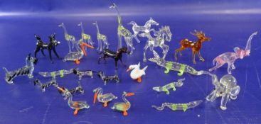 Collection of Murano-style miniature glass model animals, variously coloured and a small quantity of