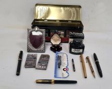 Silver photo frame with heart-shaped aperture and gadroon border, a Mont Blanc fountain pen with 14k