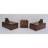Pair of hardwood novelty boxes, of rectangular drawer design and opened by pushing the model train
