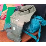 Pair of waders and two bowls in original AMF bag