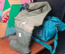 Pair of waders and two bowls in original AMF bag