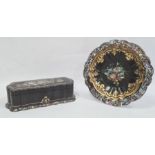 Victorian Jennens & Bettridge papier mache box, the hinged lid with painted gilt decoration and