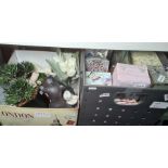 Faux Bonsai tree, a vase of faux white tulips, a large quantity of jewel/trinket boxes, assorted