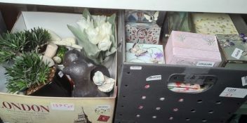Faux Bonsai tree, a vase of faux white tulips, a large quantity of jewel/trinket boxes, assorted