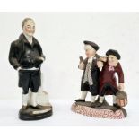 19th century Staffordshire group "The Parson and Curate", the inebriated pair supporting each other,