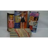 Three boxes 60's/70's dolls, small quantity of hard plastic dolls, doll chair etcetera