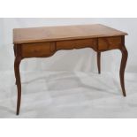 Modern cherrywood desk with three drawers, on cabriole legs, 129W x 70D x x76H cm  Condition