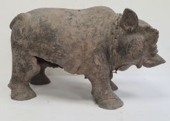 Painted terracotta model of a wild boar 44cm highCondition ReportThe boar has been repaired in the