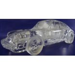 Large Daum , France, clear glass and satin glass model Porsche 911 sports car , 31cm long x 10cm