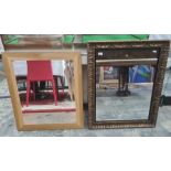 Two rectangular mirrors, one in oak frame, one in moulded frame (2)