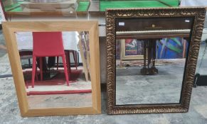 Two rectangular mirrors, one in oak frame, one in moulded frame (2)