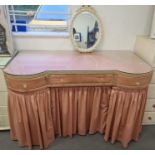 20th century dressing table finished in pink fabric, 122cm x 77.5cm together with a dressing table