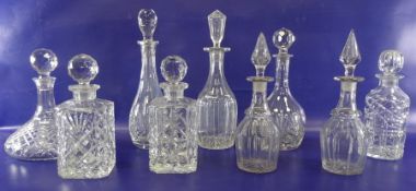 Various glass decanters with stoppers (9)