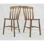 Set of four slat back elm seated chairs, turned supports (4) matchingCondition Reportfour chairs